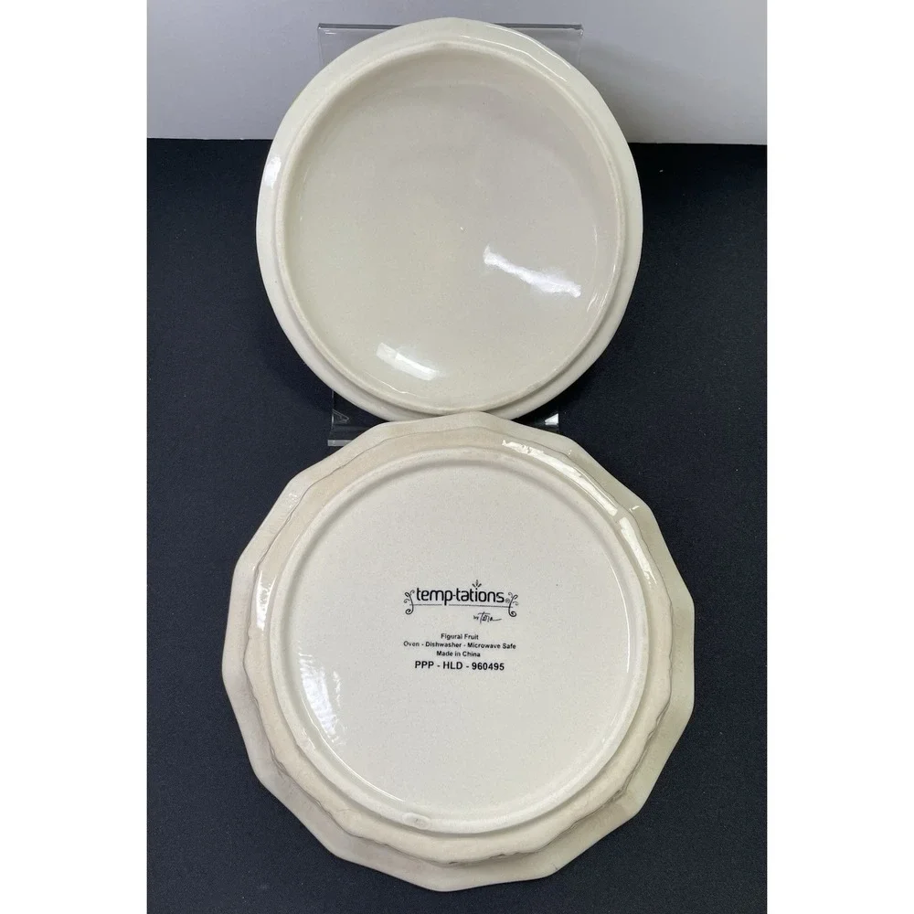 Temp-tations Tara Figural Fruit Lemon Covered Pie Dish 3D Lemon Lid 6.5